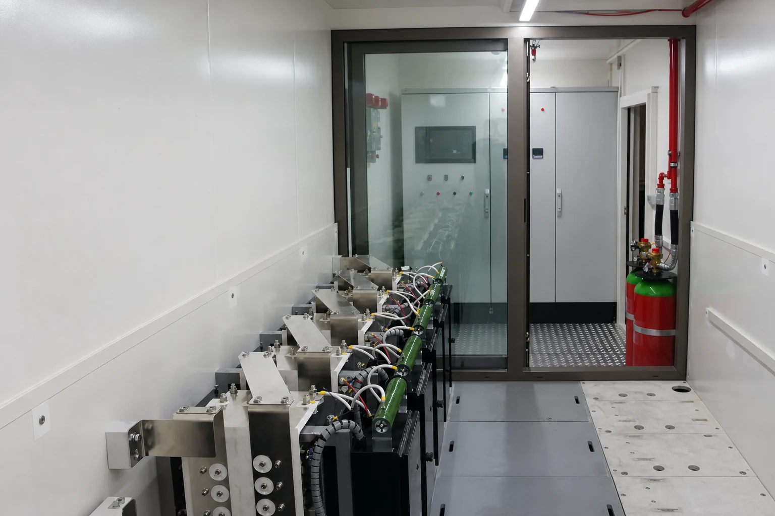 Interior view of container-type STATCOM with converter modules