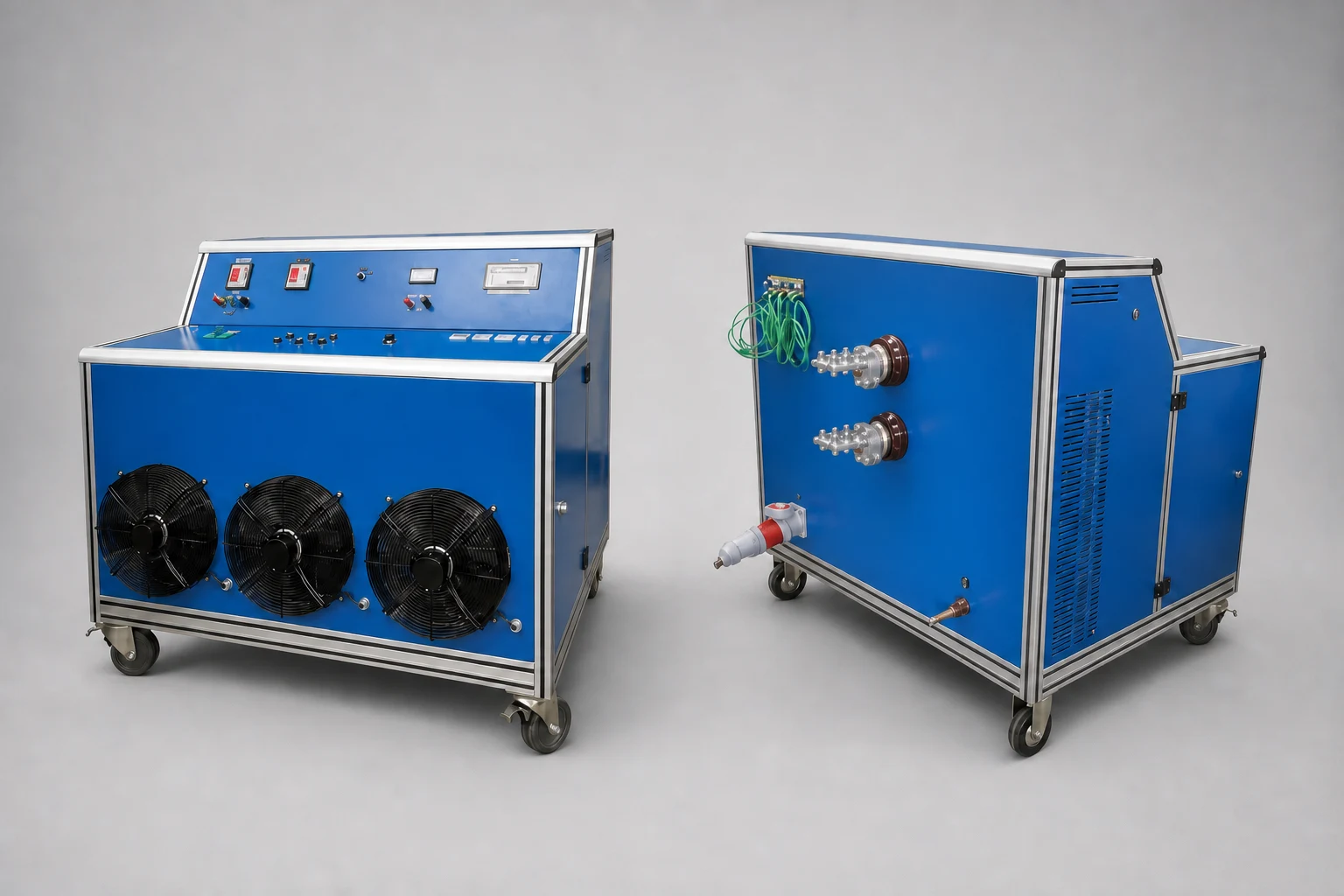 Primary current injection tester unit front and rear views