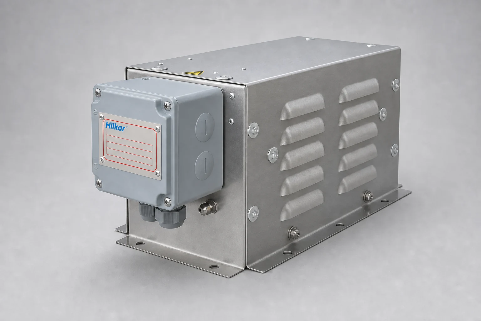 Dynamic braking resistor in a hot dip galvanized steel enclosure with louvered side panel and terminal box