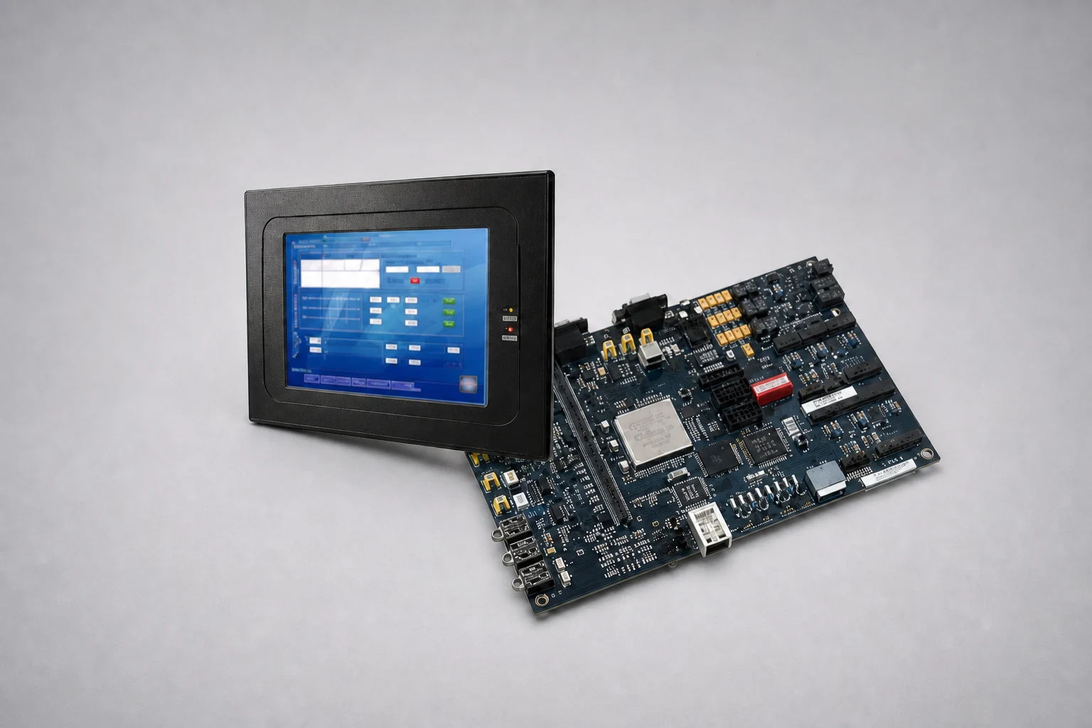 Automatic load bank controller: touchscreen operator panel and controller circuit board