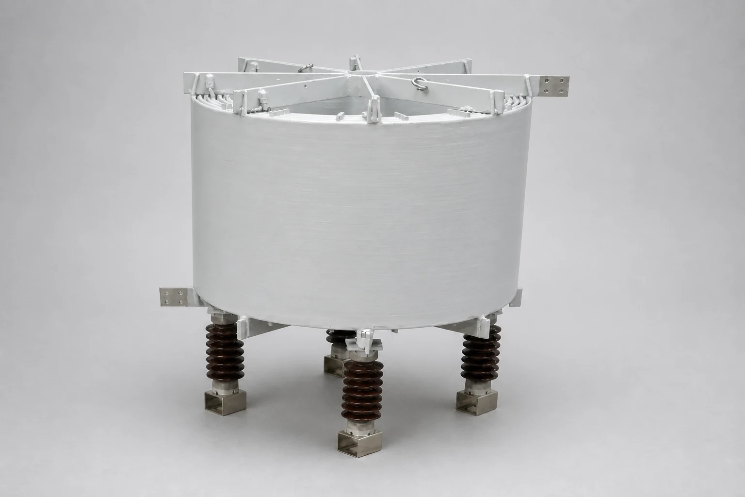 Air core test laboratory reactor with epoxy-coated winding, spider-arm frame and four support insulators